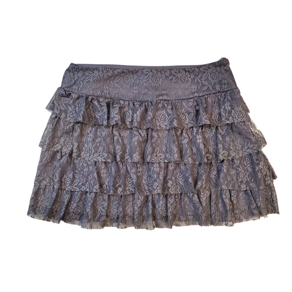 Ambiance Lace Tiered Ruffle Mini Skirt Junior Size Large